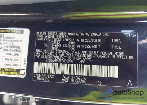 2024 Lexus Rx 350 from USA, damaged, VIN 2T2BAMBA6RC030976